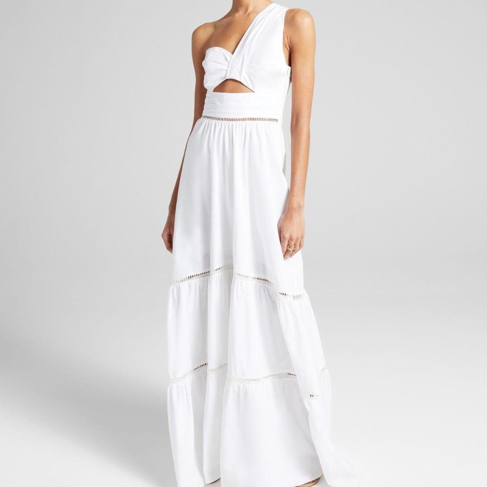 A.L.C. Piper Cotton One-Shoulder Dress, Size 4, White